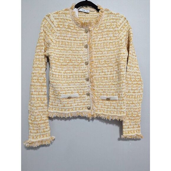Mango pocket tweed cardigan Small - Picture 1 of 7